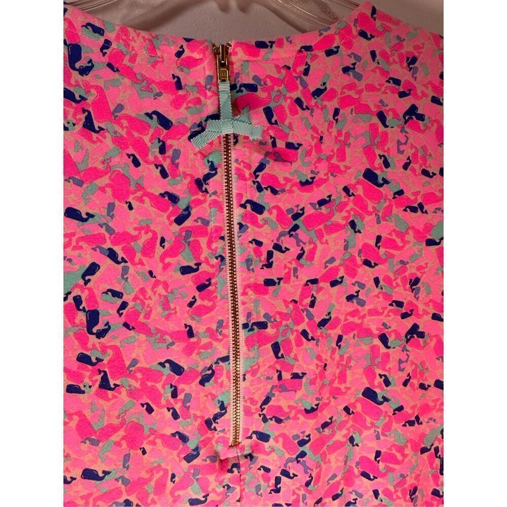 Vineyard Vines girls hot pink whale print 3/4 sleeve zip back dress size L #40-1 - Picture 4 of 5